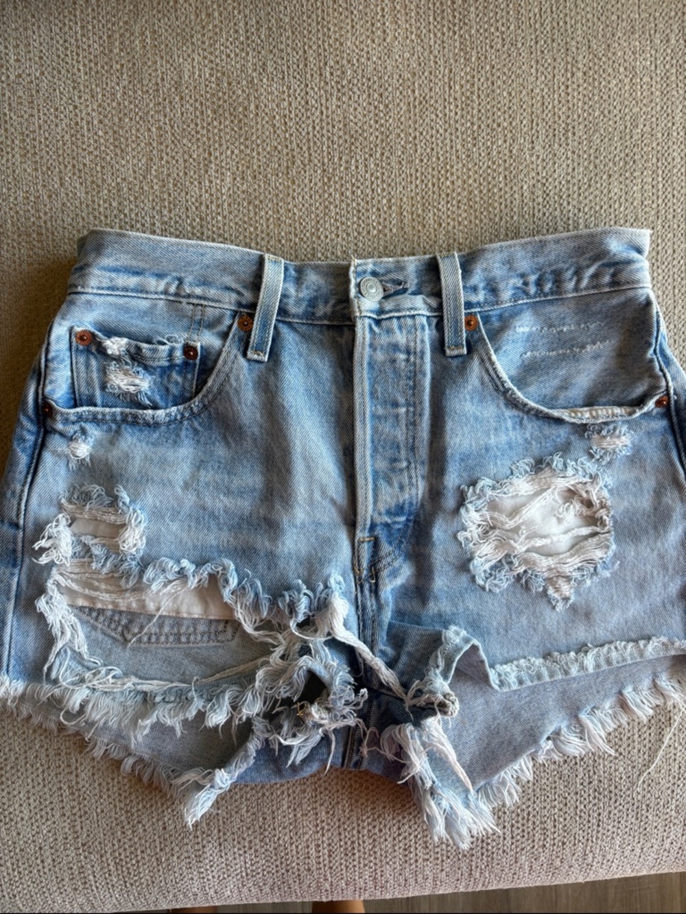 Levi’s 501 Light Blue Distressed Denim Women’s Shorts